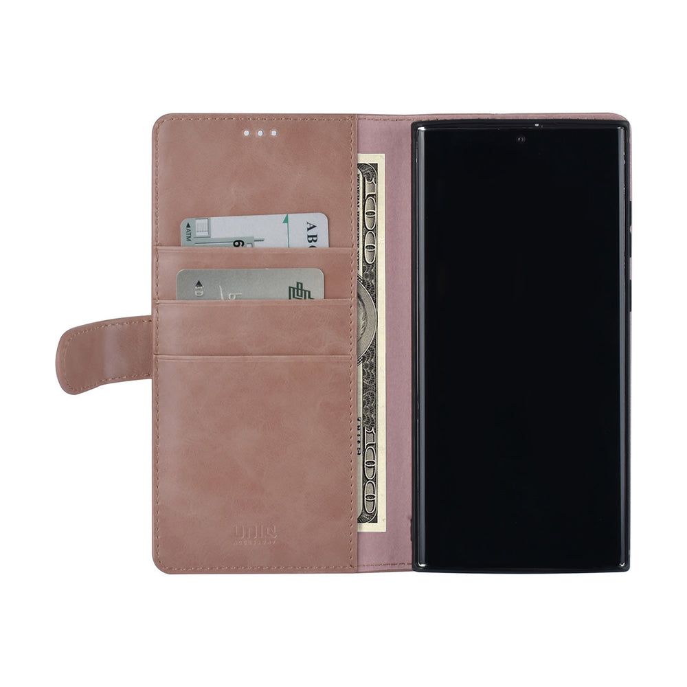 UNIQ Accessory Samsung Galaxy S22 Ultra Book Case hoesje - Pasjeshouder voor 3 pasjes - Magneetsluiting - Rose Gold-Hoesjes-Ilumina Benelux