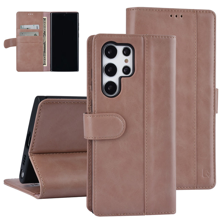UNIQ Accessory Samsung Galaxy S22 Ultra Book Case hoesje - Pasjeshouder voor 3 pasjes - Magneetsluiting - Rose Gold-Hoesjes-Ilumina Benelux