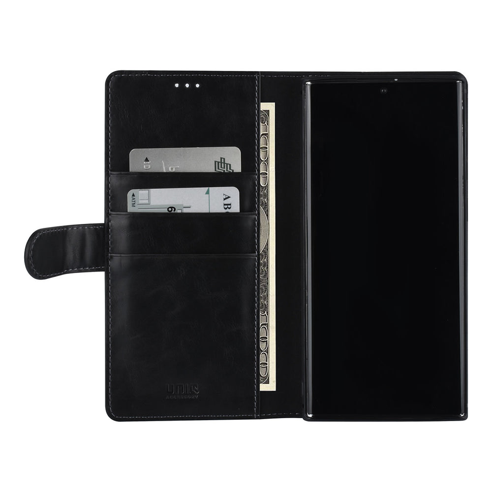 UNIQ Accessory Samsung Galaxy S22 Ultra Book Case hoesje - Pasjeshouder voor 3 pasjes - Magneetsluiting - Zwart-Hoesjes-Ilumina Benelux