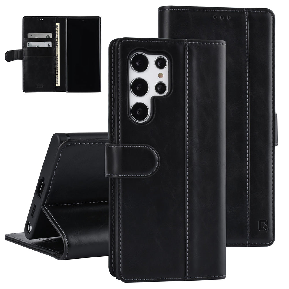 UNIQ Accessory Samsung Galaxy S22 Ultra Book Case hoesje - Pasjeshouder voor 3 pasjes - Magneetsluiting - Zwart-Hoesjes-Ilumina Benelux