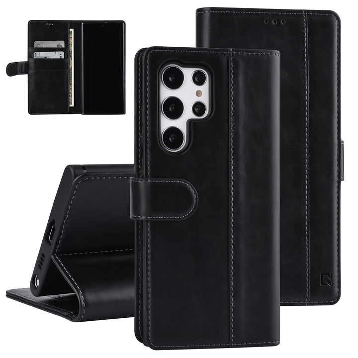 UNIQ Accessory Samsung Galaxy S22 Ultra Book Case hoesje - Pasjeshouder voor 3 pasjes - Magneetsluiting - Zwart-Hoesjes-Ilumina Benelux