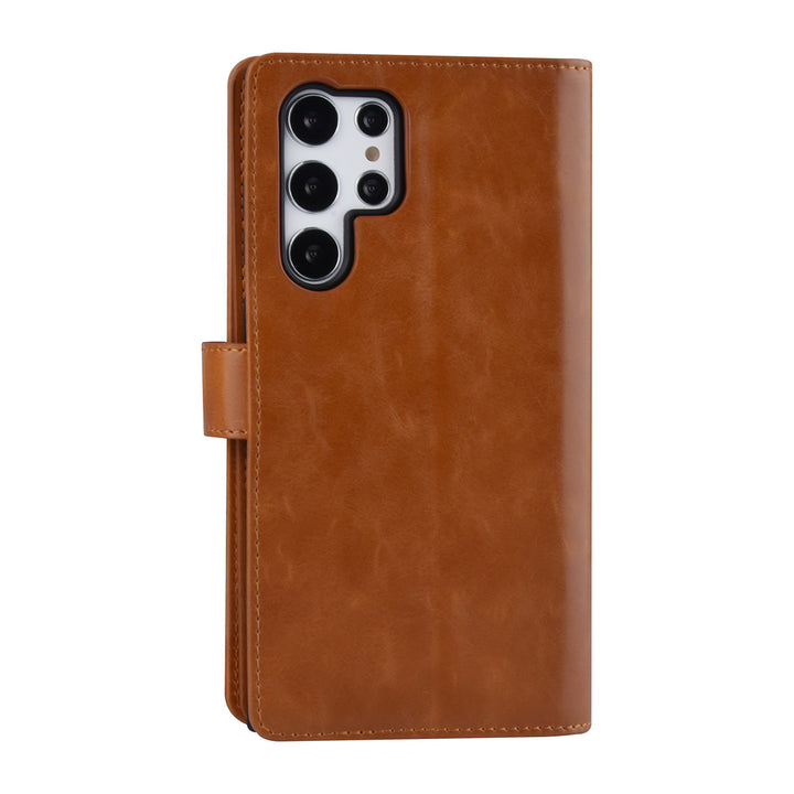 UNIQ Accessory Samsung Galaxy S22 Ultra Book Case hoesje - Pasjeshouder voor 9 pasjes - Magneetsluiting - Bruin-Hoesjes-Ilumina Benelux