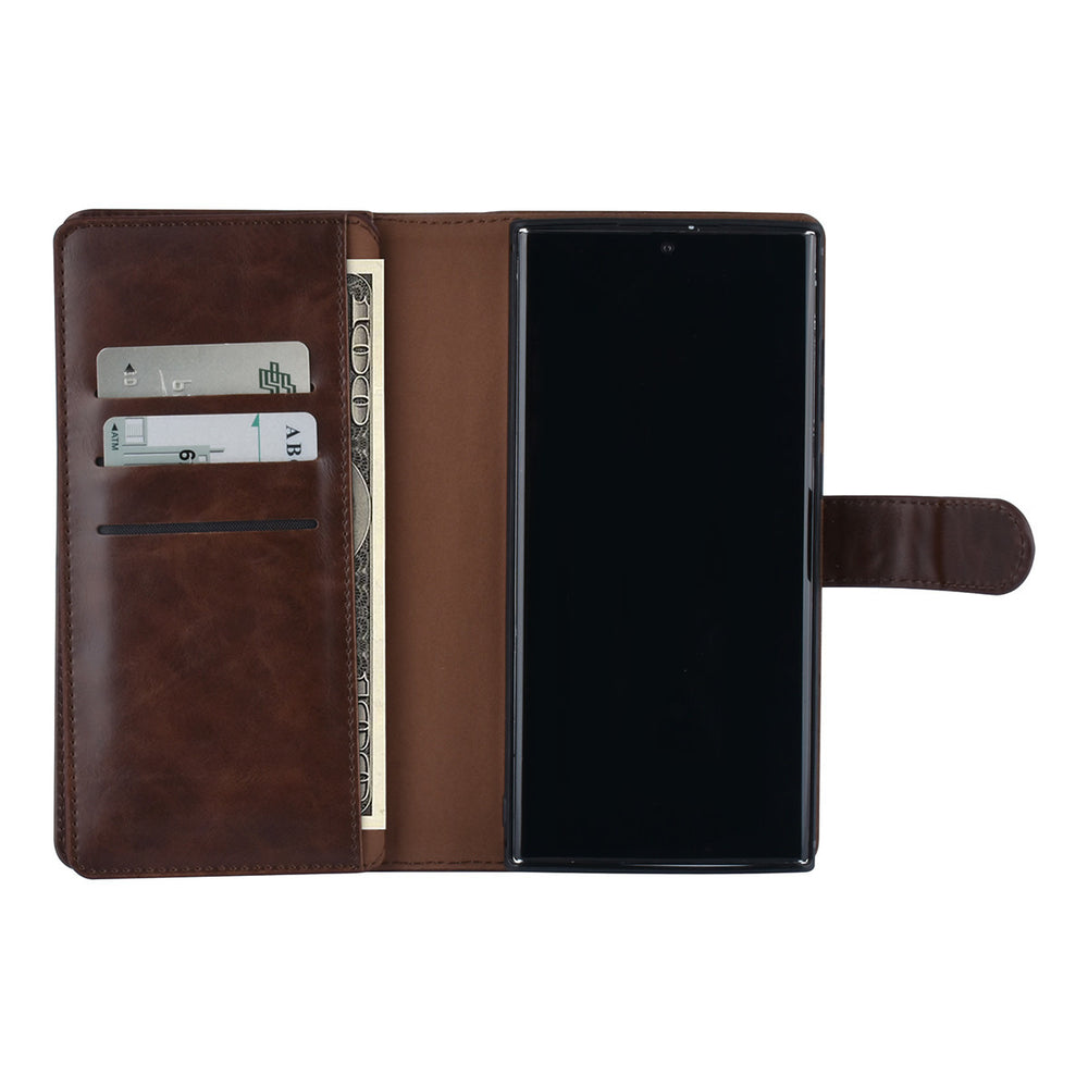 UNIQ Accessory Samsung Galaxy S22 Ultra Book Case hoesje - Pasjeshouder voor 9 pasjes - Magneetsluiting - DonkerBruin-Hoesjes-Ilumina Benelux
