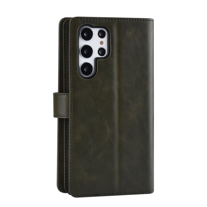 UNIQ Accessory Samsung Galaxy S22 Ultra Book Case hoesje - Pasjeshouder voor 9 pasjes - Magneetsluiting - DonkerGroen-Hoesjes-Ilumina Benelux