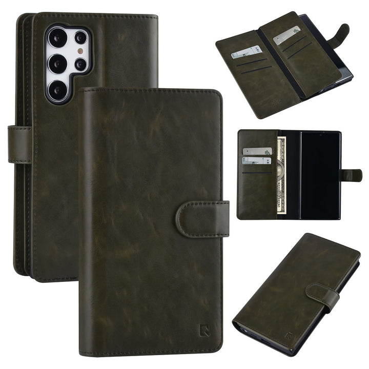 UNIQ Accessory Samsung Galaxy S22 Ultra Book Case hoesje - Pasjeshouder voor 9 pasjes - Magneetsluiting - DonkerGroen-Hoesjes-Ilumina Benelux