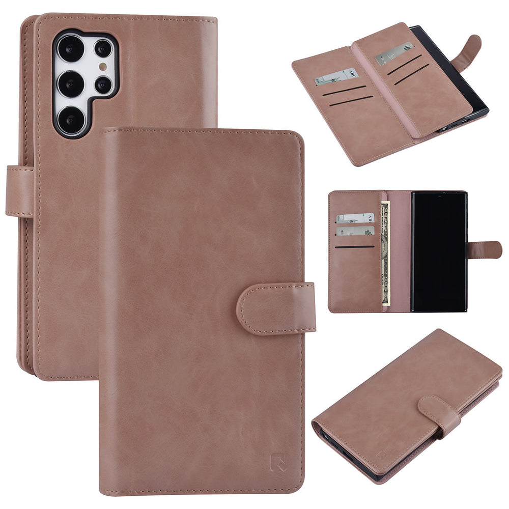 UNIQ Accessory Samsung Galaxy S22 Ultra Book Case hoesje - Pasjeshouder voor 9 pasjes - Magneetsluiting - Rose Gold-Hoesjes-Ilumina Benelux