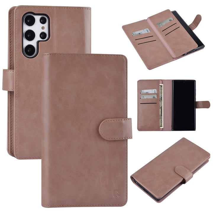 UNIQ Accessory Samsung Galaxy S22 Ultra Book Case hoesje - Pasjeshouder voor 9 pasjes - Magneetsluiting - Rose Gold-Hoesjes-Ilumina Benelux