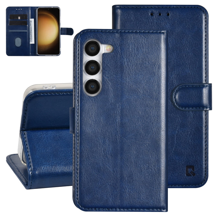UNIQ Accessory Samsung Galaxy S23 Book Case hoesje - Pasjeshouder voor 3 pasjes - Hanger - Blauw-Hoesjes-Ilumina Benelux