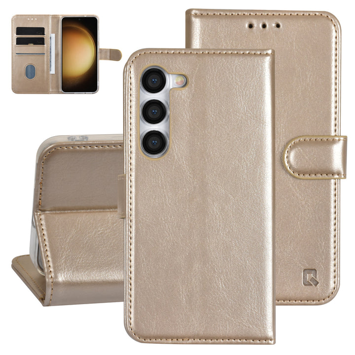 UNIQ Accessory Samsung Galaxy S23 Book Case hoesje - Pasjeshouder voor 3 pasjes - Hanger - Goud-Hoesjes-Ilumina Benelux