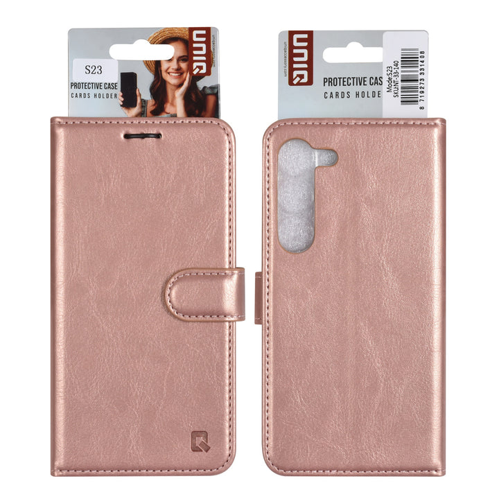 UNIQ Accessory Samsung Galaxy S23 Book Case hoesje - Pasjeshouder voor 3 pasjes - Hanger - Rose Gold-Hoesjes-Ilumina Benelux