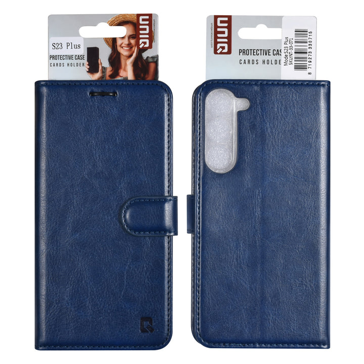 UNIQ Accessory Samsung Galaxy S23 Plus Book Case hoesje - Pasjeshouder voor 3 pasjes - Hanger - Blauw-Hoesjes-Ilumina Benelux