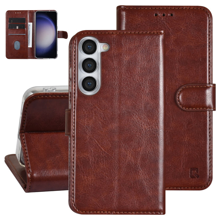 UNIQ Accessory Samsung Galaxy S23 Plus Book Case hoesje - Pasjeshouder voor 3 pasjes - Hanger - Bruin-Hoesjes-Ilumina Benelux
