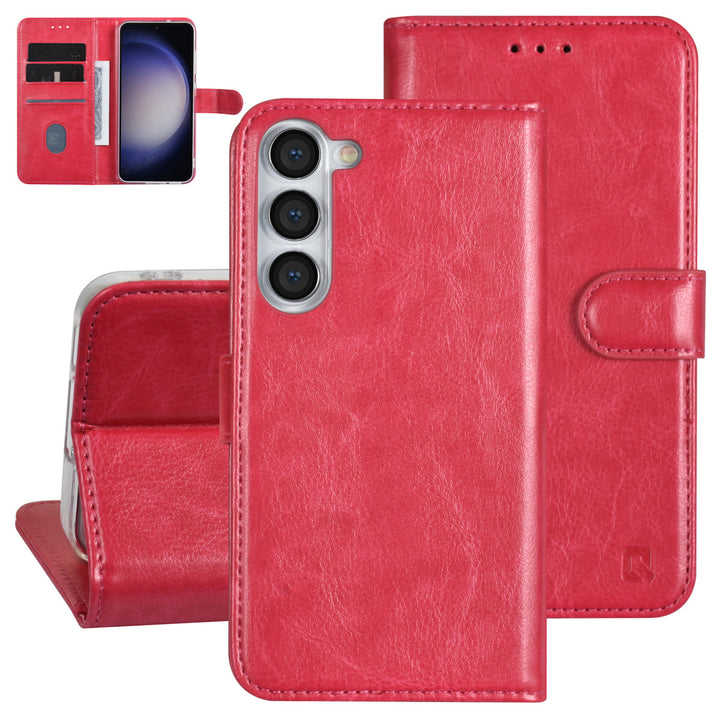 UNIQ Accessory Samsung Galaxy S23 Plus Book Case hoesje - Pasjeshouder voor 3 pasjes - Hanger - Felroze-Hoesjes-Ilumina Benelux