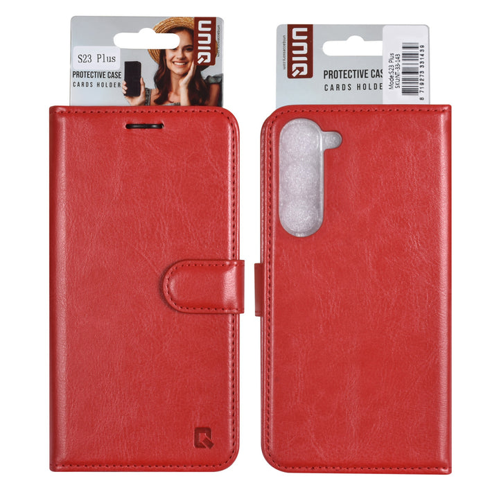 UNIQ Accessory Samsung Galaxy S23 Plus Book Case hoesje - Pasjeshouder voor 3 pasjes - Hanger - Rood-Hoesjes-Ilumina Benelux