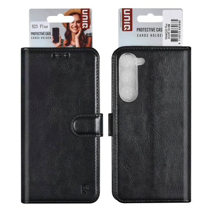 UNIQ Accessory Samsung Galaxy S23 Plus Book Case hoesje - Pasjeshouder voor 3 pasjes - Hanger - Zwart-Hoesjes-Ilumina Benelux