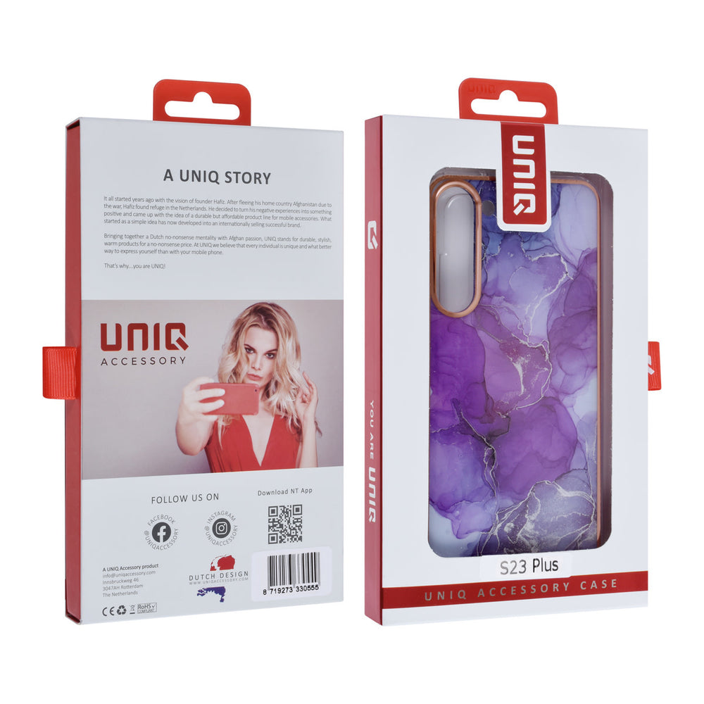UNIQ Accessory Samsung Galaxy S23 Plus TPU Backcover - Marble Purple-Hoesjes-Ilumina Benelux
