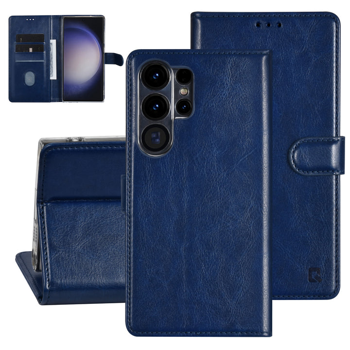 UNIQ Accessory Samsung Galaxy S23 Ultra Book Case hoesje - Pasjeshouder voor 3 pasjes - Hanger - Blauw-Hoesjes-Ilumina Benelux