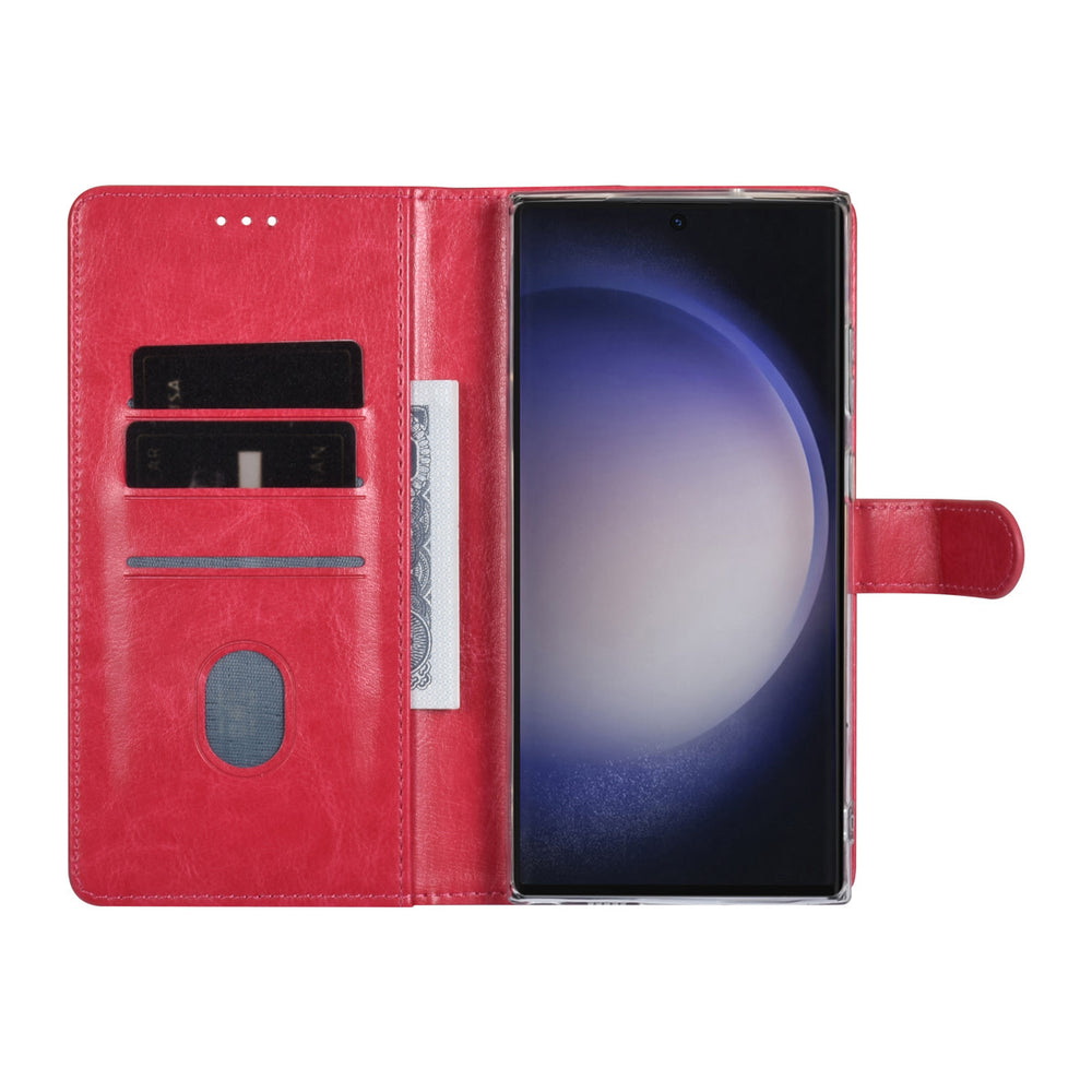 UNIQ Accessory Samsung Galaxy S23 Ultra Book Case hoesje - Pasjeshouder voor 3 pasjes - Hanger - Felroze-Hoesjes-Ilumina Benelux