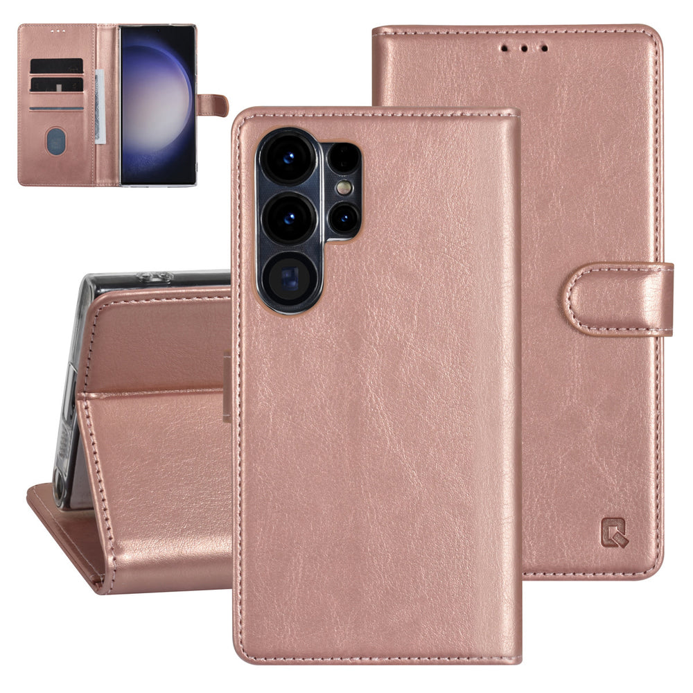 UNIQ Accessory Samsung Galaxy S23 Ultra Book Case hoesje - Pasjeshouder voor 3 pasjes - Hanger - Rose Gold-Hoesjes-Ilumina Benelux