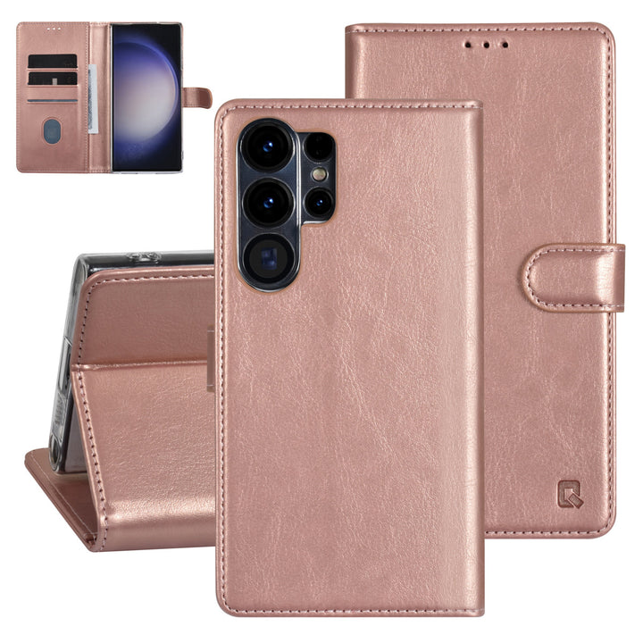 UNIQ Accessory Samsung Galaxy S23 Ultra Book Case hoesje - Pasjeshouder voor 3 pasjes - Hanger - Rose Gold-Hoesjes-Ilumina Benelux