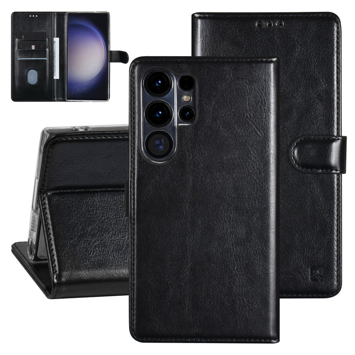 UNIQ Accessory Samsung Galaxy S23 Ultra Book Case hoesje - Pasjeshouder voor 3 pasjes - Hanger - Zwart-Hoesjes-Ilumina Benelux