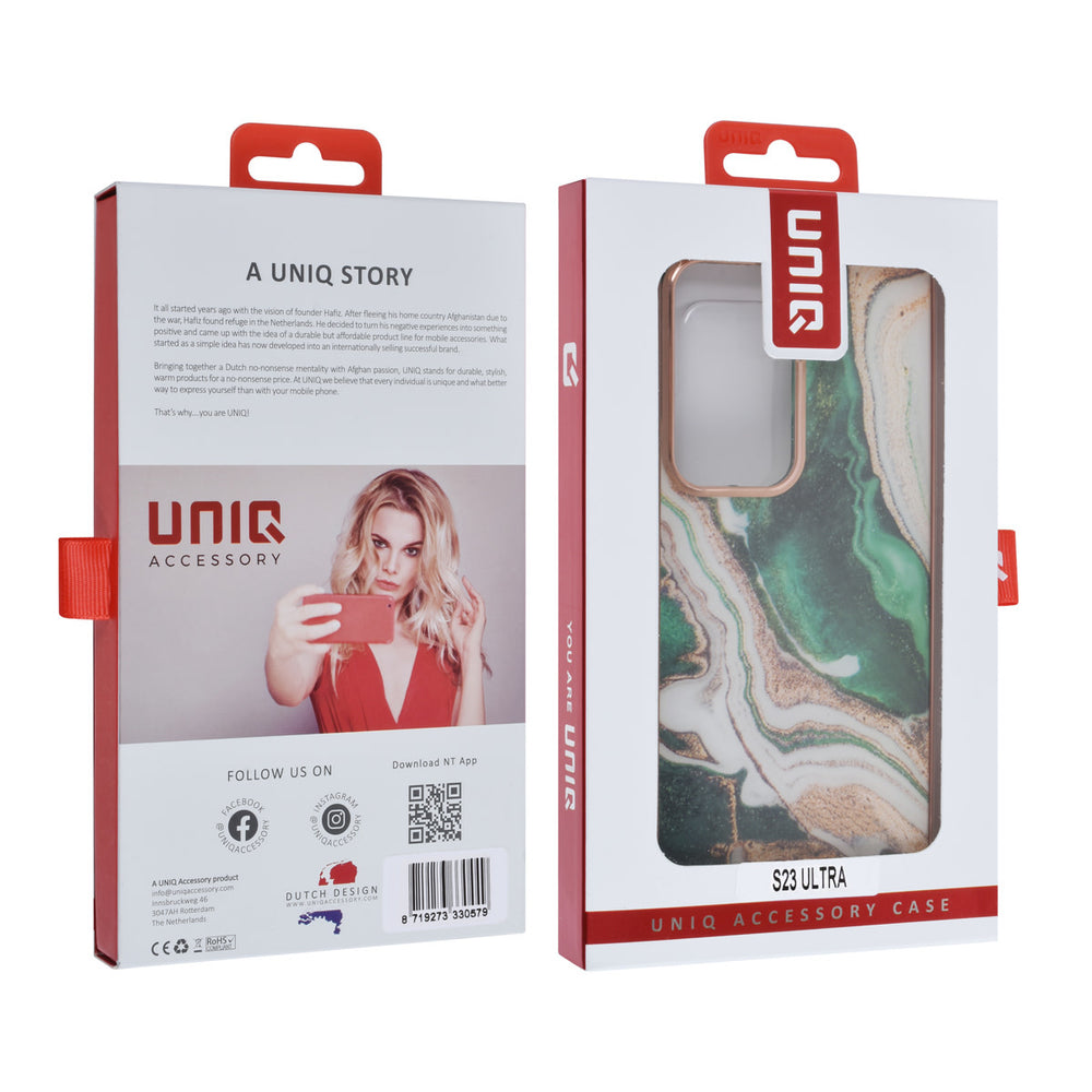 UNIQ Accessory Samsung Galaxy S23 Ultra TPU Backcover - Marble Green-Hoesjes-Ilumina Benelux