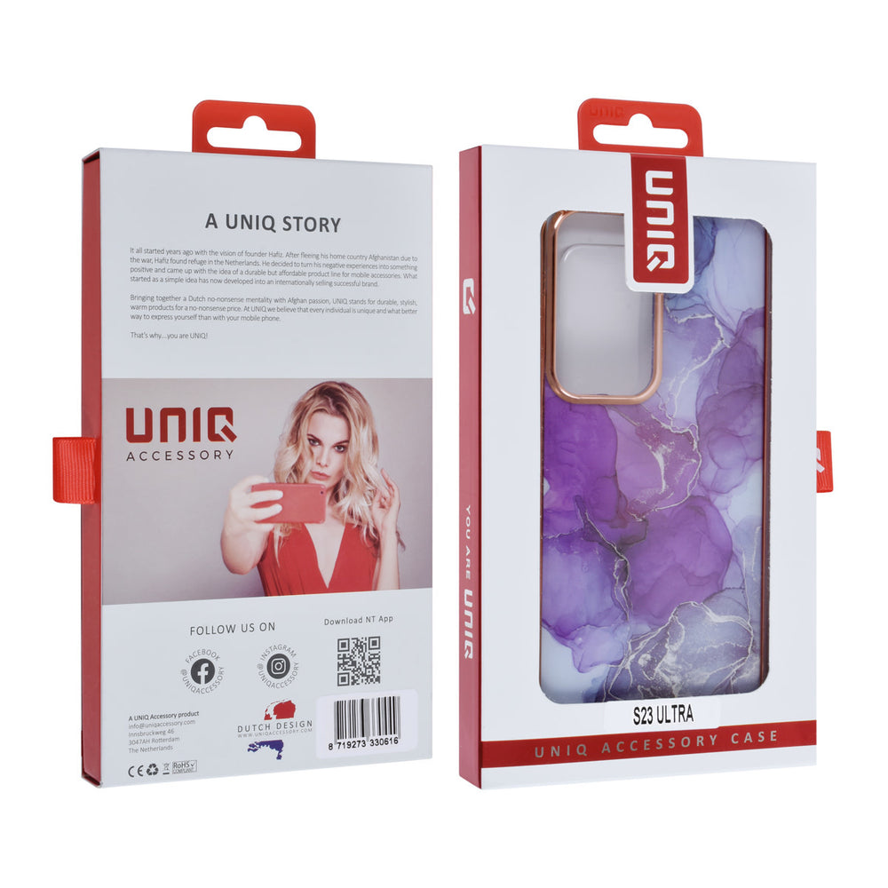 UNIQ Accessory Samsung Galaxy S23 Ultra TPU Backcover - Marble Purple-Hoesjes-Ilumina Benelux