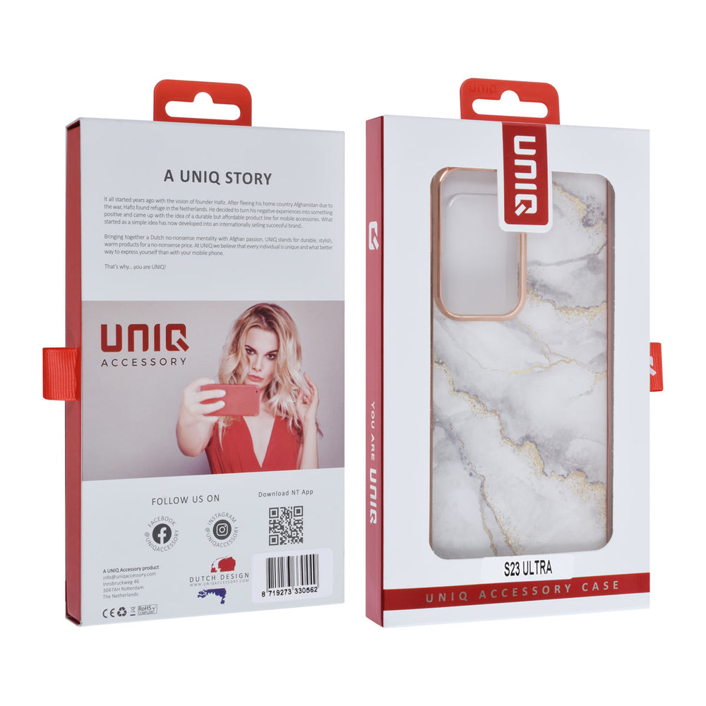 UNIQ Accessory Samsung Galaxy S23 Ultra TPU Backcover - Marble White-Hoesjes-Ilumina Benelux