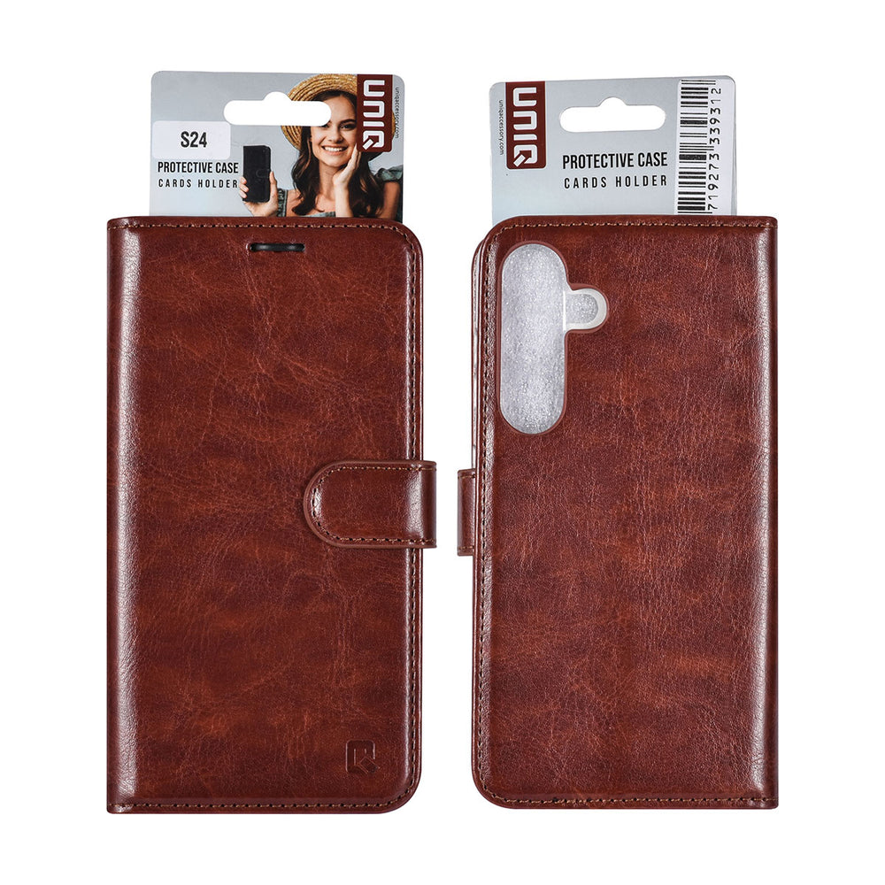 UNIQ Accessory Samsung Galaxy S24 Book Case hoesje 3 pasjeshouder - Bruin-Hoesjes-Ilumina Benelux
