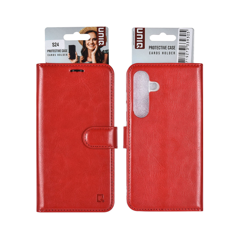 UNIQ Accessory Samsung Galaxy S24 Book Case hoesje 3 pasjeshouder - Rood-Hoesjes-Ilumina Benelux
