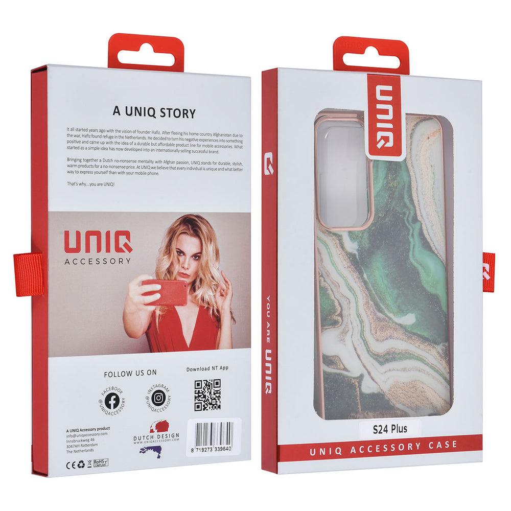 UNIQ Accessory Samsung Galaxy S24 Plus Backcover hoesje - Marble Green-Hoesjes-Ilumina Benelux