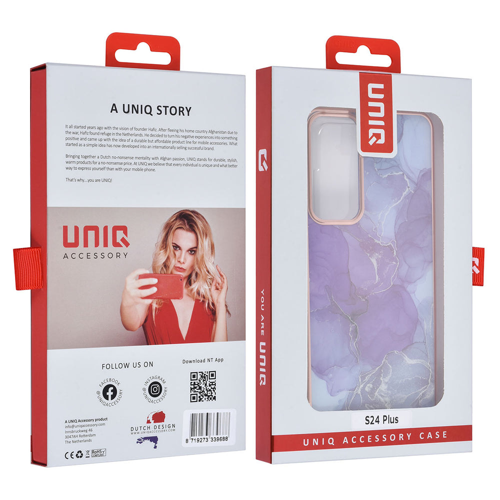 UNIQ Accessory Samsung Galaxy S24 Plus Backcover hoesje - Marble Purple-Hoesjes-Ilumina Benelux