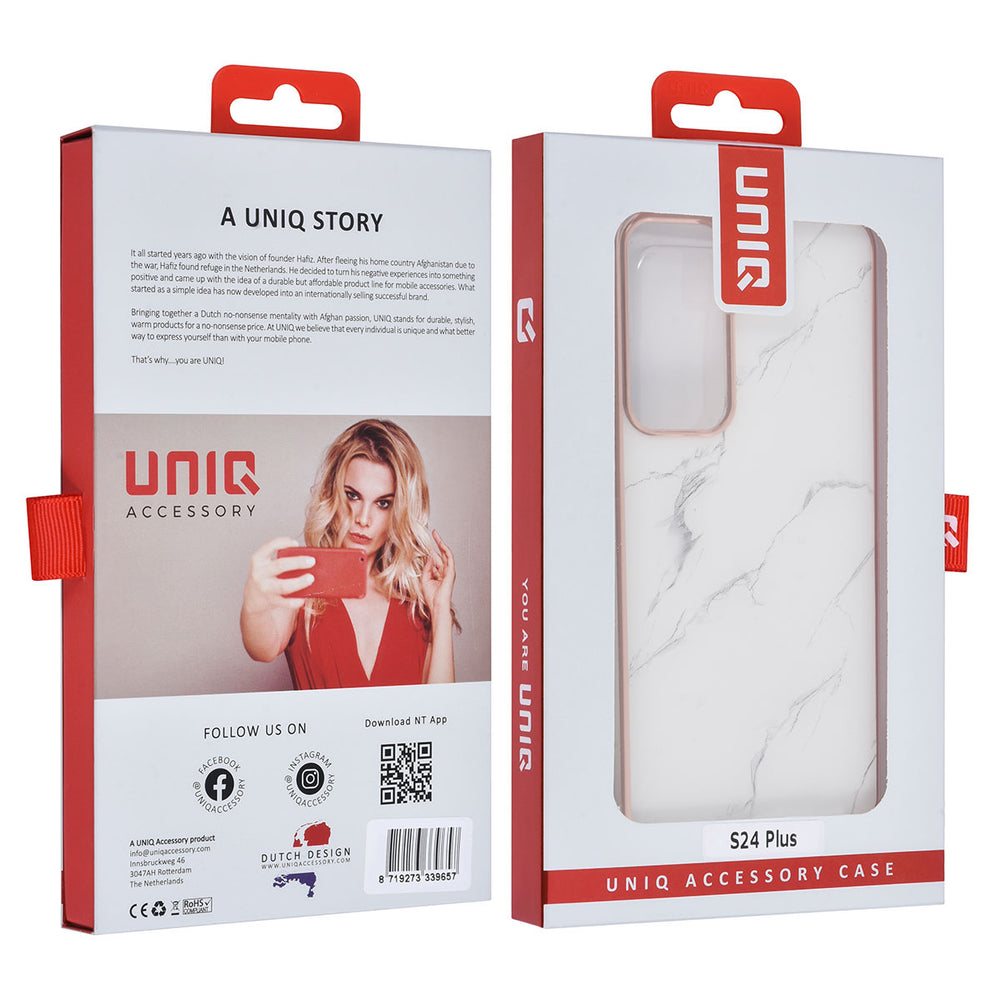 UNIQ Accessory Samsung Galaxy S24 Plus Backcover hoesje - Marble White-Hoesjes-Ilumina Benelux