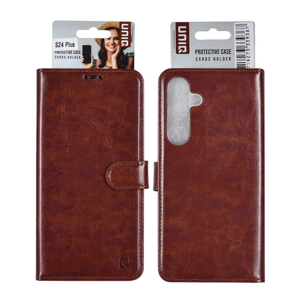 UNIQ Accessory Samsung Galaxy S24 Plus Book Case hoesje 3 pasjeshouder - Bruin-Hoesjes-Ilumina Benelux