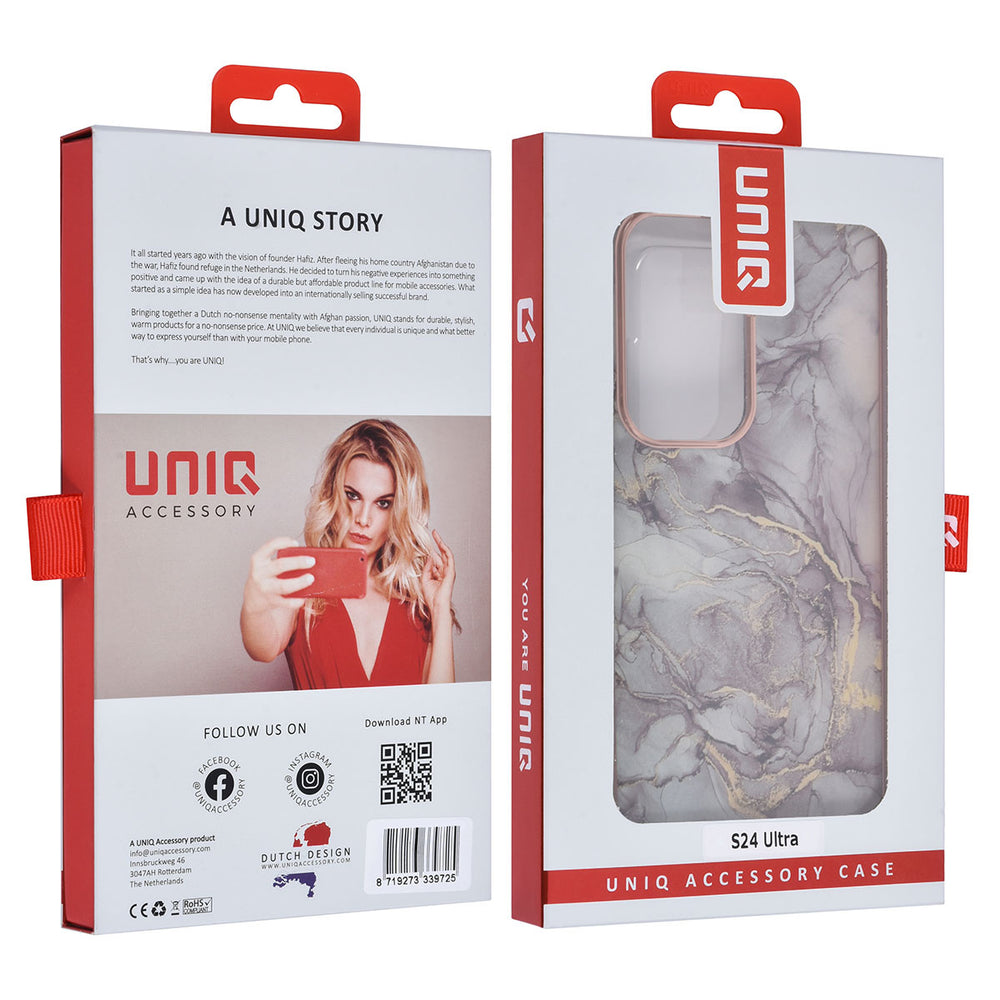 UNIQ Accessory Samsung Galaxy S24 Ultra Back Cover hoesje - Marble Grey-Hoesjes-Ilumina Benelux
