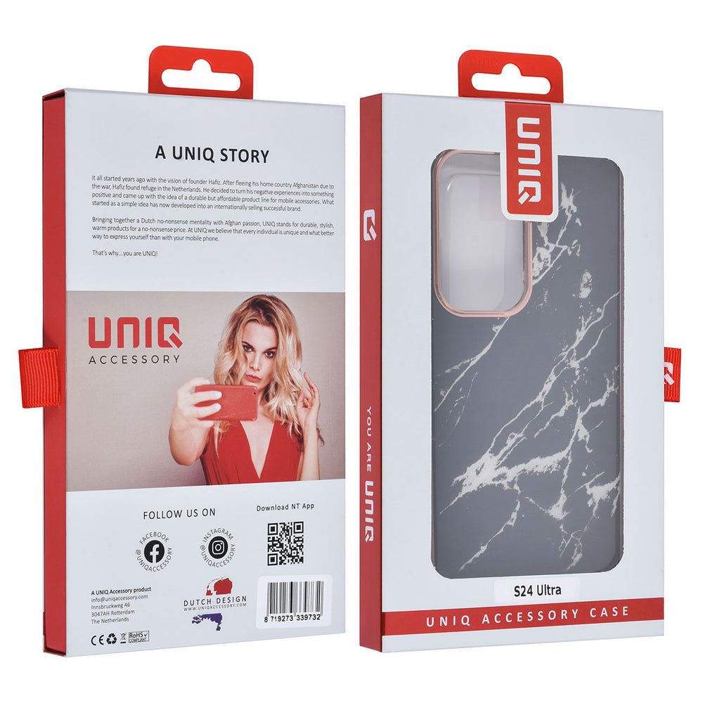 UNIQ Accessory Samsung Galaxy S24 Ultra Backcover hoesje - Marble Black-Hoesjes-Ilumina Benelux