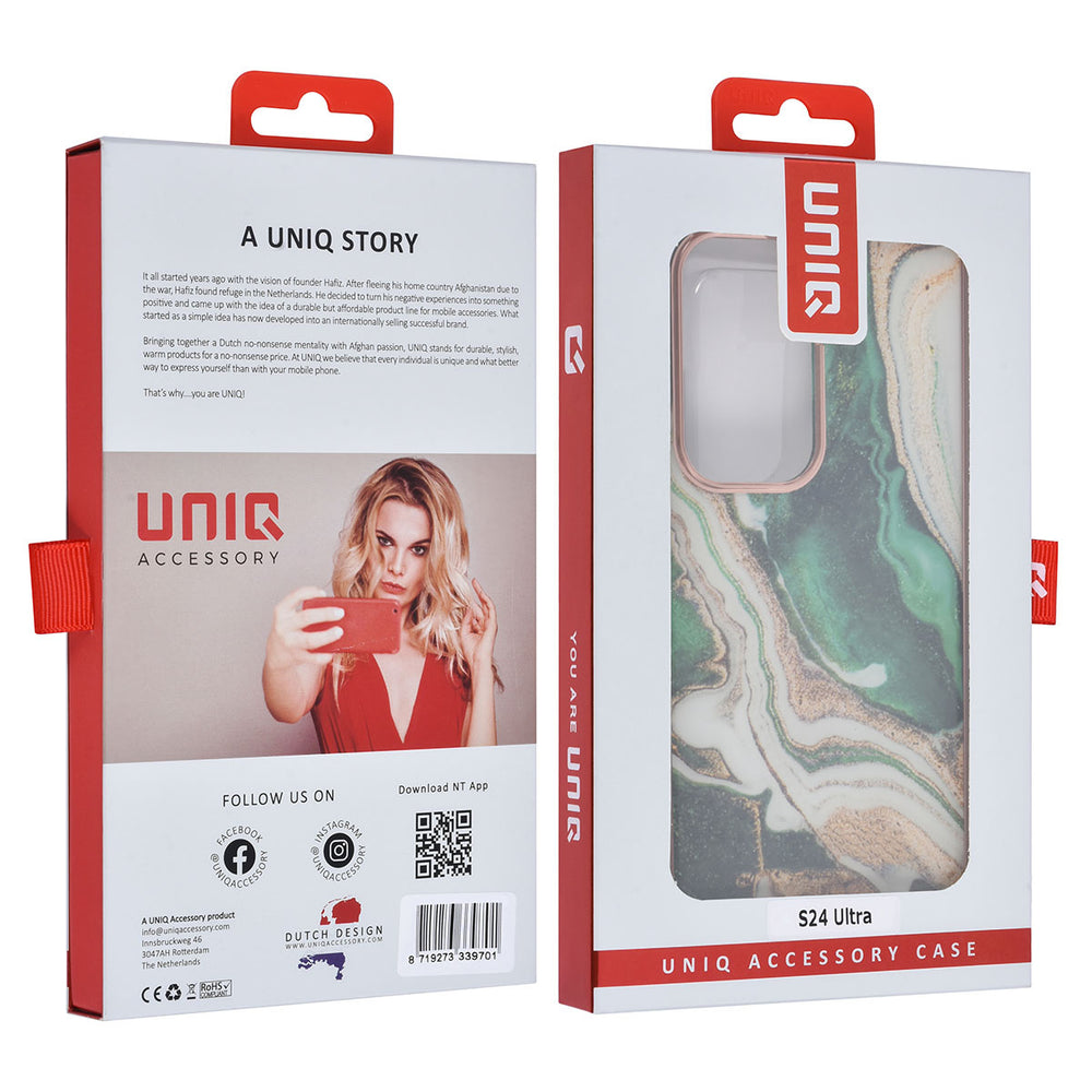 UNIQ Accessory Samsung Galaxy S24 Ultra Backcover hoesje - Marble Green-Hoesjes-Ilumina Benelux
