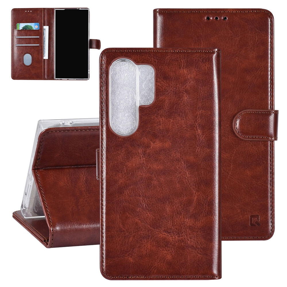 UNIQ Accessory Samsung Galaxy S24 Ultra Book Case hoesje 3 pasjeshouder - Bruin-Hoesjes-Ilumina Benelux