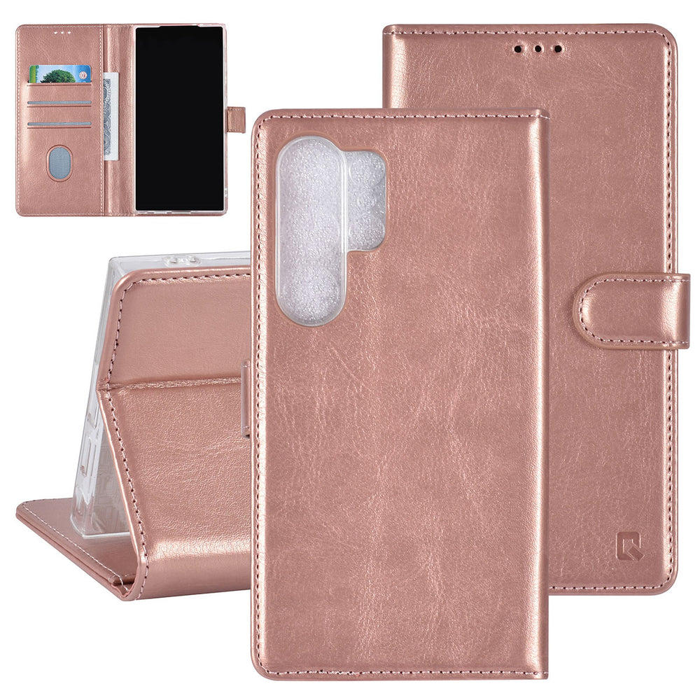UNIQ Accessory Samsung Galaxy S24 Ultra Book Case hoesje 3 pasjeshouder - Rose Gold-Hoesjes-Ilumina Benelux