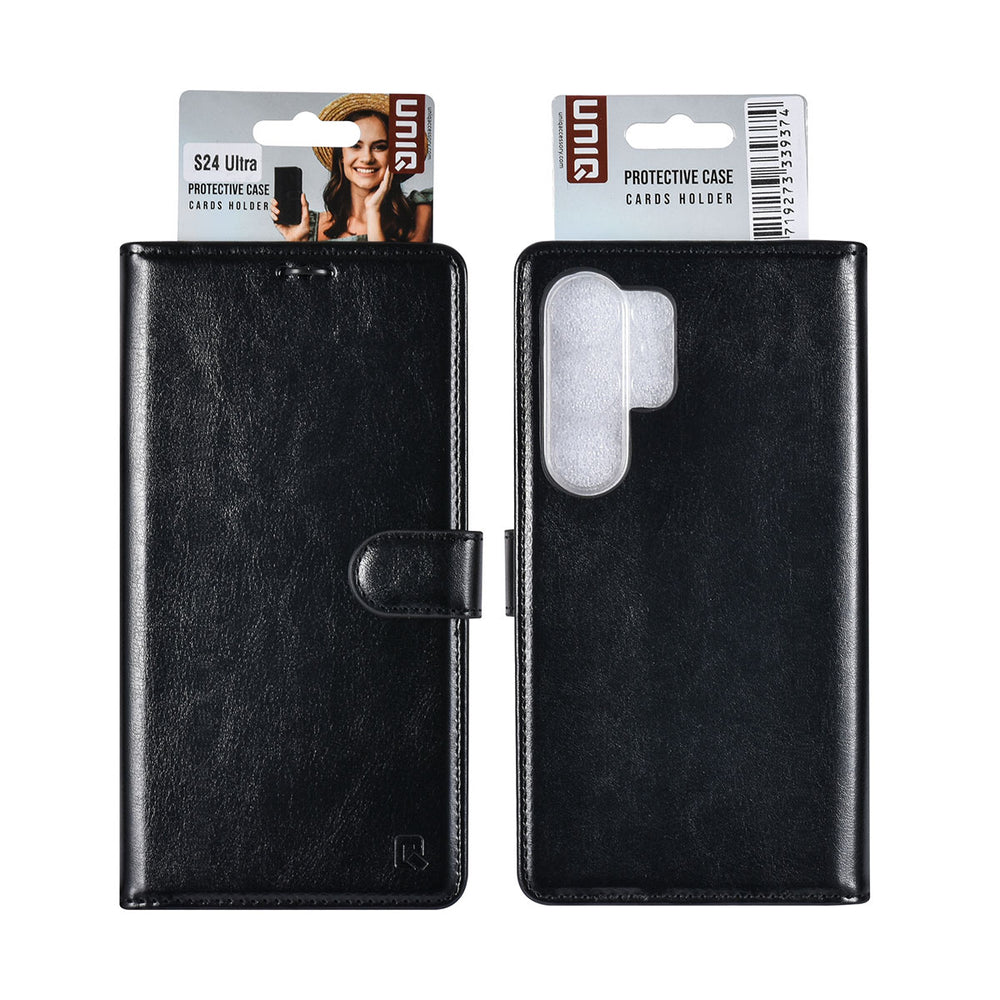 UNIQ Accessory Samsung Galaxy S24 Ultra Book Case hoesje 3 pasjeshouder - Zwart-Hoesjes-Ilumina Benelux