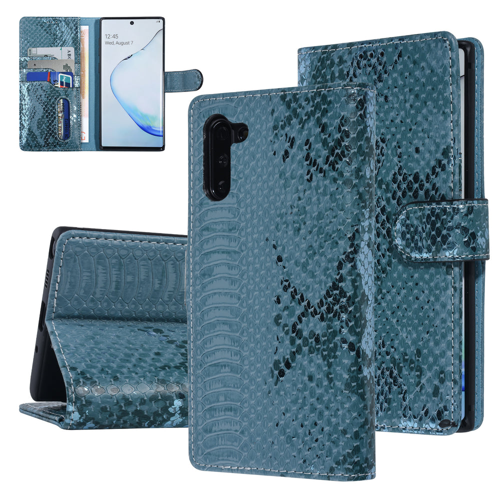 UNIQ Accessory Turquoise Slangenleer hoesje voor Galaxy Note 10 - Book Case(N970F)-Hoesjes-Ilumina Benelux