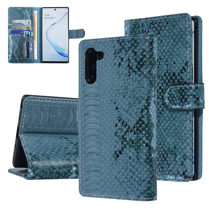 UNIQ Accessory Turquoise Slangenleer hoesje voor Galaxy Note 10 - Book Case(N970F)-Hoesjes-Ilumina Benelux