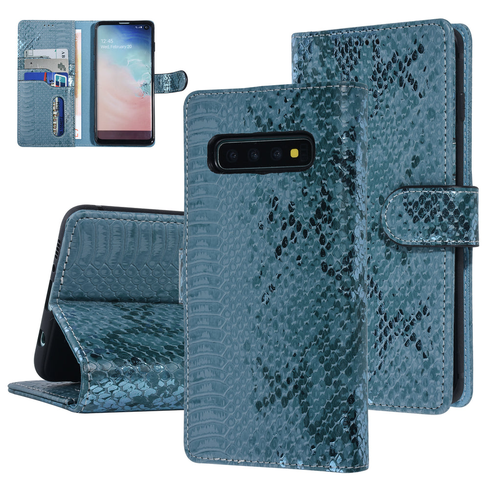 UNIQ Accessory Turquoise Slangenleer hoesje voor Galaxy S10 - Book Case-Hoesjes-Ilumina Benelux