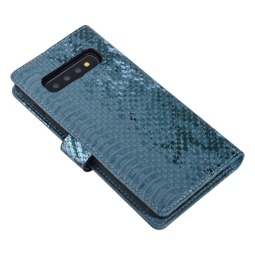 UNIQ Accessory Turquoise Slangenleer hoesje voor Galaxy S10 Plus - Book Case-Hoesjes-Ilumina Benelux
