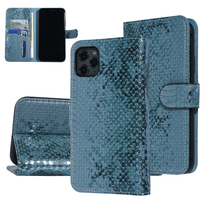 UNIQ Accessory Turquoise Slangenleer hoesje voor iPhone 11 Pro Max - Book Case-Hoesjes-Ilumina Benelux