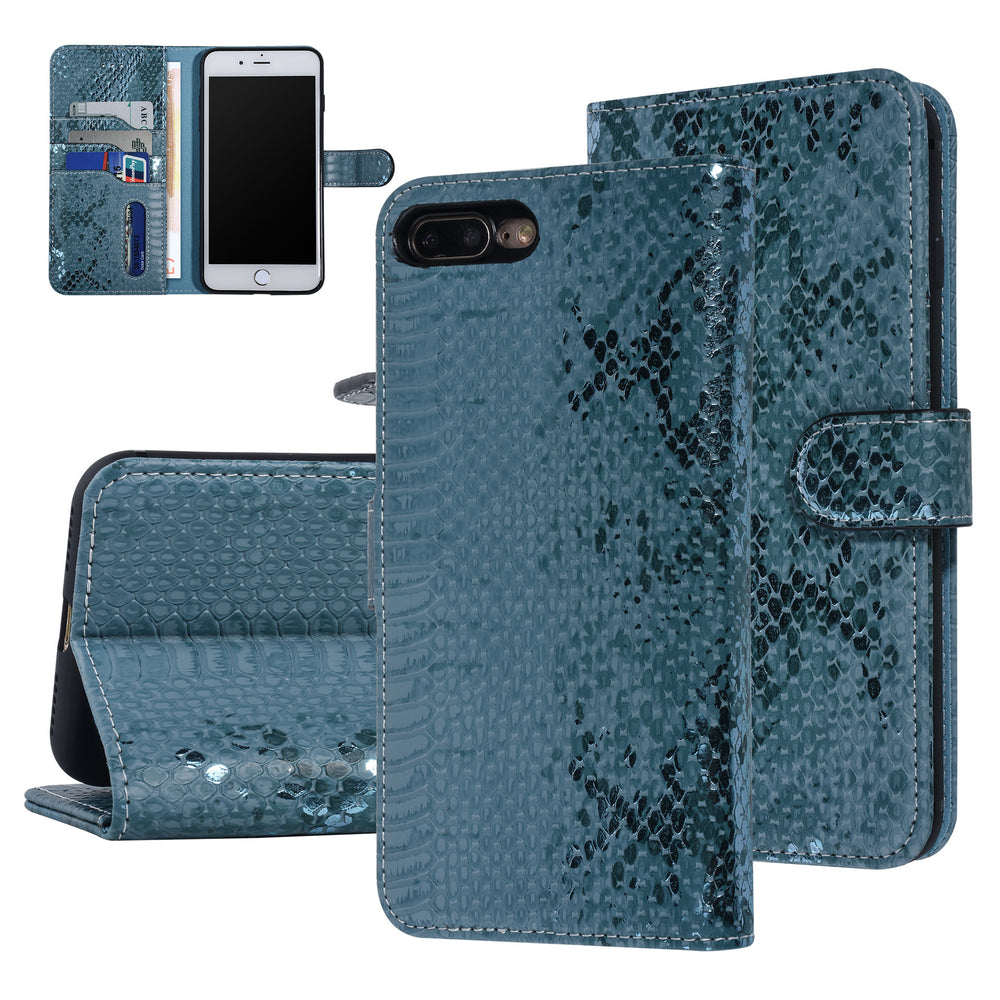 UNIQ Accessory Turquoise Slangenleer hoesje voor iPhone 7-8 Plus - Book Case-Hoesjes-Ilumina Benelux