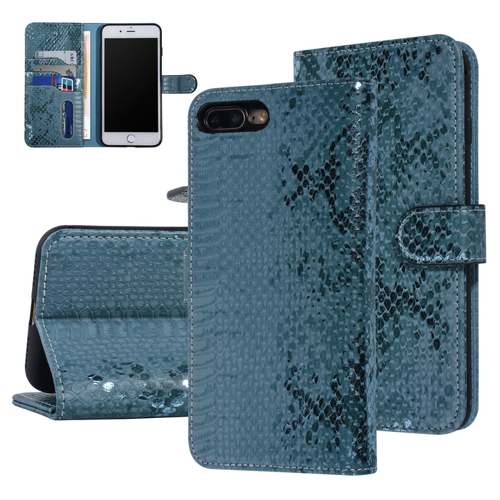 UNIQ Accessory Turquoise Slangenleer hoesje voor iPhone 7-8 Plus - Book Case-Hoesjes-Ilumina Benelux