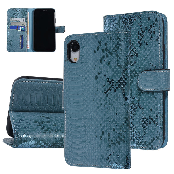 UNIQ Accessory Turquoise Slangenleer hoesje voor iPhone XR - Book Case-Hoesjes-Ilumina Benelux