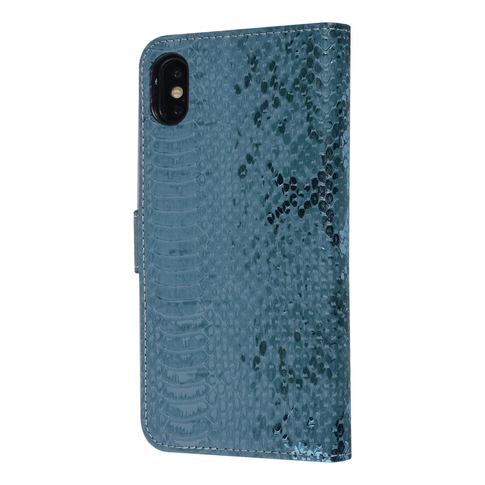 UNIQ Accessory Turquoise Slangenleer hoesje voor iPhone Xs Max - Book Case-Hoesjes-Ilumina Benelux