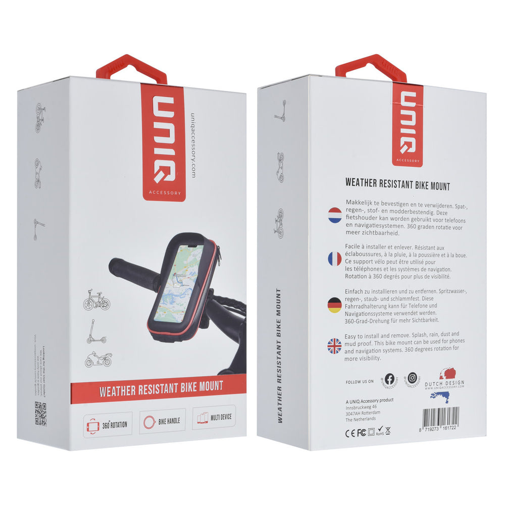 UNIQ Accessory Weerbestendige Fietshouder - 360 graden draaibaar - Rode Lijn - Zwart-Telefoonhouders-Ilumina Benelux